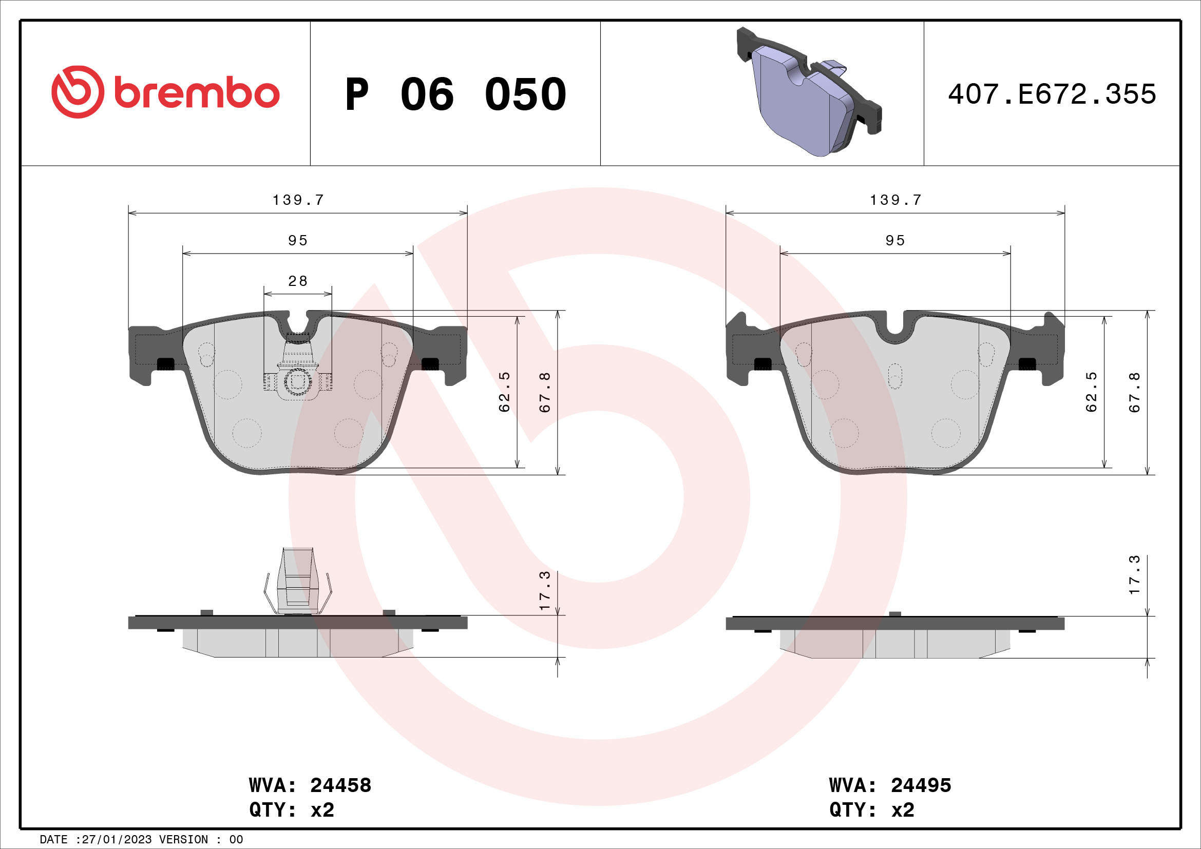 A.B.S. P 06 050 BREMBO Bremsbelagsatz, Scheibenbremse